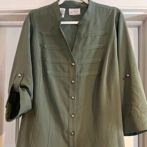 Kathy Che sage green military style blouse